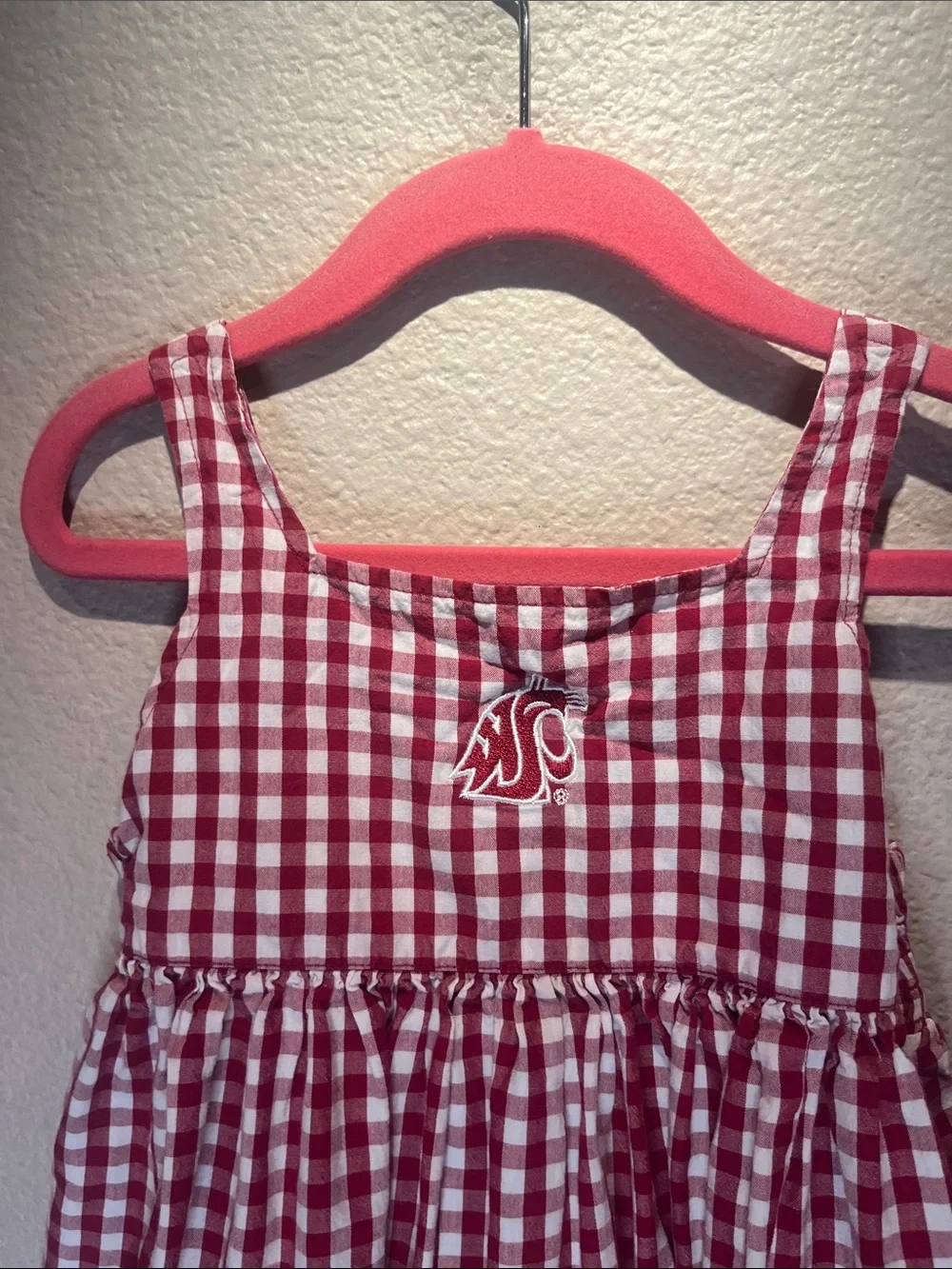 Garb Athletic Girl’s WSU Washington State University Gingham Cougars 3T Crimson